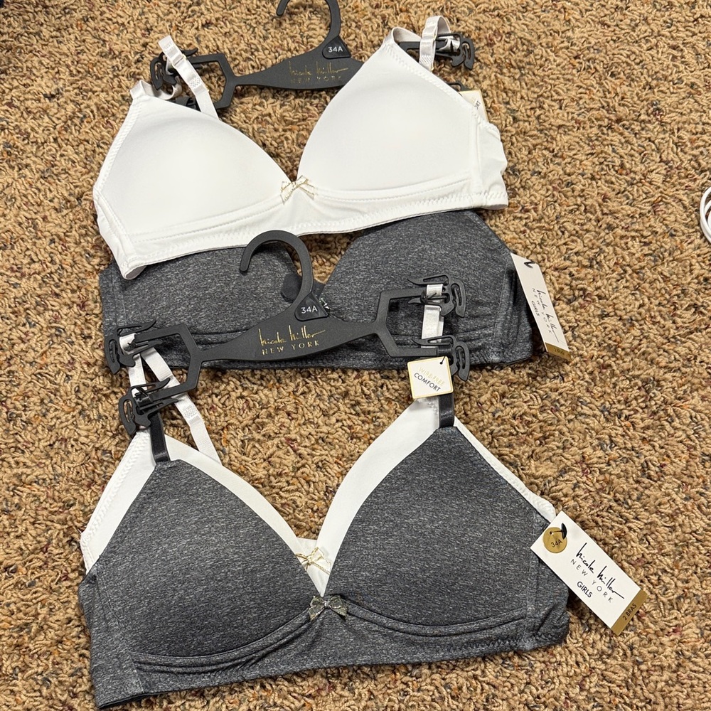 Nicole Miller White and Gray Bra Duo, 34A